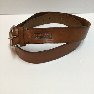 Relic Mens Brown Leather Belt With Silver Buckle